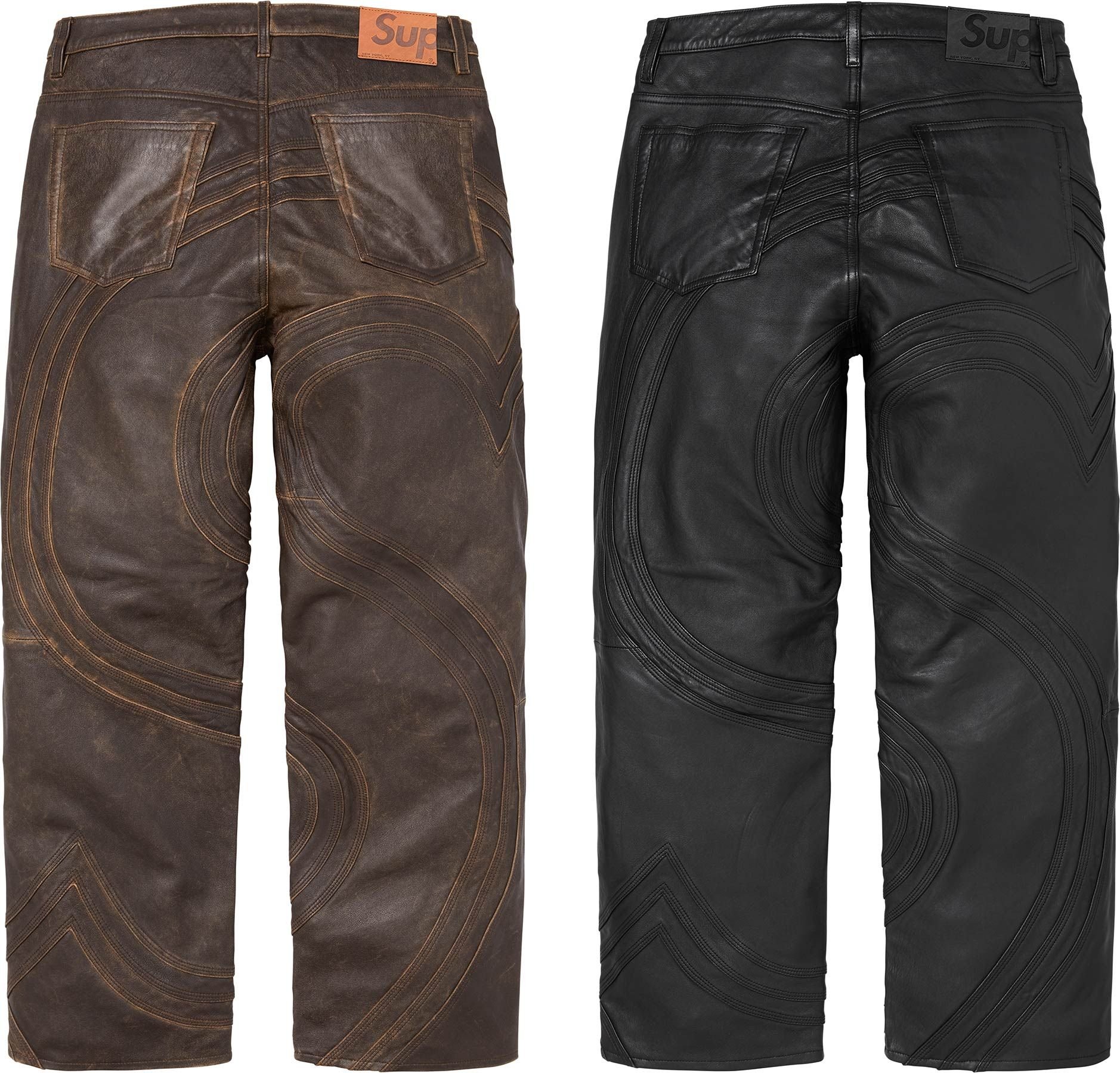 S Logo Leather Baggy 5-Pocket Jean view 2